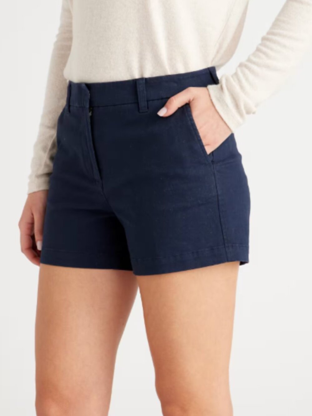 Quince Organic Stretch Cotton Chino Shorts Navy - Size 10